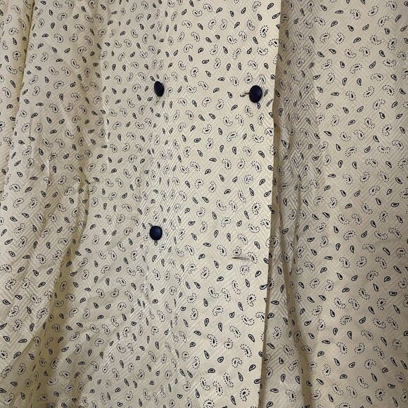 Vintage 80's Louis Feraud yellow silk paisley print double button up blouse US 8 - Picture 2 of 9